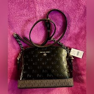 MK Small Signature Jet Set Charm Dome Crossbody Patent Bag.